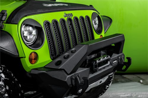 RIVAL4x4 aluminium front bumper with winch holder – „Stubby” Jeep Wrangler