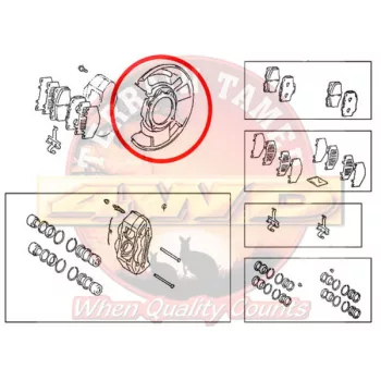   Terrain Tamer Porvédő lemez tárcsafékhez első jobb oldali (Backing Plate Front R/H) Toyota Landcruiser FZJ HZJ 105 76 FZJ HDJ HZJ 78 79 80 HZJ 71 VDJ 76 78 79 1992->