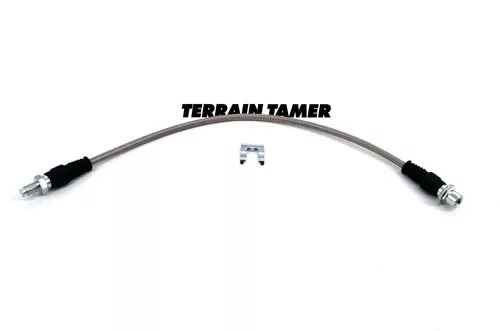 Terrain Tamer Fonott fékcső hátsó alváztól a differenciál házig ABS nélküli modellhez ( Braided Brake Hose Rear Chassis To Diff Housing Without Abs) Toyota Landcruiser FZJ HDJ HZJ VJ 78 79 HZJ 71 VDJ 76 1999->
