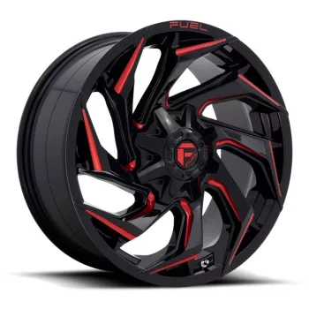   Alloy Wheel 20x9 ET1 5x114.3/5x127 D755 Reaction Gloss Black Milled W/ RED Tint Fuel