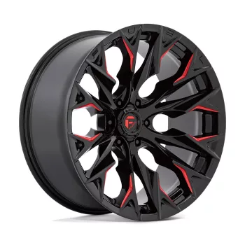   Alloy Wheel 22x10 ET-18 6x139.7 D823 Flame Gloss Black Milled W/ Candy RED Fuel