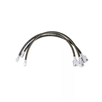   Flexible rubber-coated steel braided 3-piece brake hose set for chassis and axle for Nissan Patrol Y61 with ABS +10cm