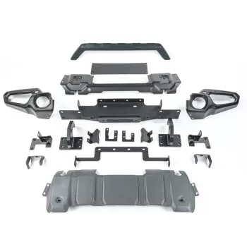   OFD Front steel bumper straight with bullbar and winch plate - Jeep Gladiator JT 20->; Wrangler JL 18->