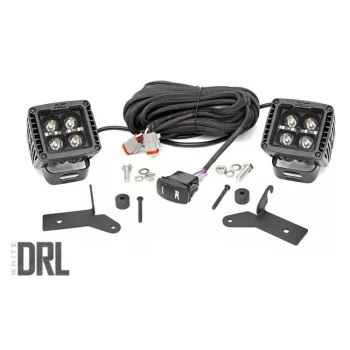   Rough Country Black Series LED light bar 2", white DRL - Jeep Wrangler JL 18->; Gladiator JT 20->