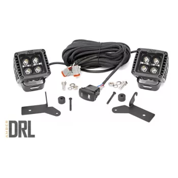  Rough Country Black Series LED light bar 2", amber DRL - Jeep Wrangler JL 18->; Gladiator JT 20->