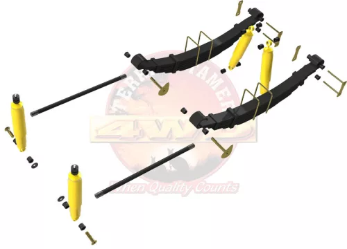 Terrain Tamer felfüggesztés készlet emelés +40mm erősített +300kg terhelésig gyári erősségű lengéscsillapítóval Nissan Navara D21 1986-> D22 1997-> szintszabályzás nélküli modellek