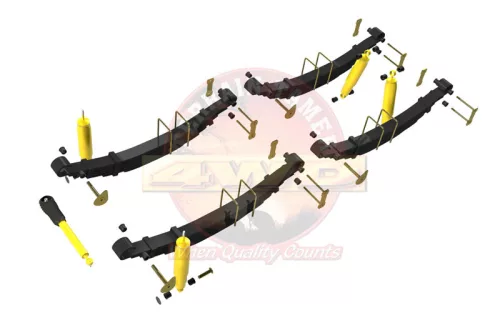 Terrain Tamer felfüggesztés készlet emelés +40mm erősített +100kg terhelésig elöl +150kg terhelésig hátul Nissan Patrol K160 hosszú 1980-1983 szintszabályzás nélküli modellek