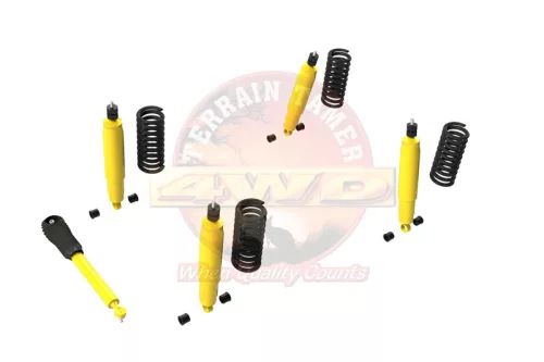 Terrain Tamer felfüggesztés készlet emelés +40mm erősített +100kg terhelésig elöl +200kg terhelésig hátul Jeep Wrangler JK hosszú dieselhez 2007-> szintszabályzás nélküli modellek