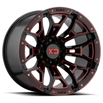   Alloy Wheel 20x10 ET-18 8x165.1 XD841 Boneyard Gloss Black Milled W/ RED Tint XD Series